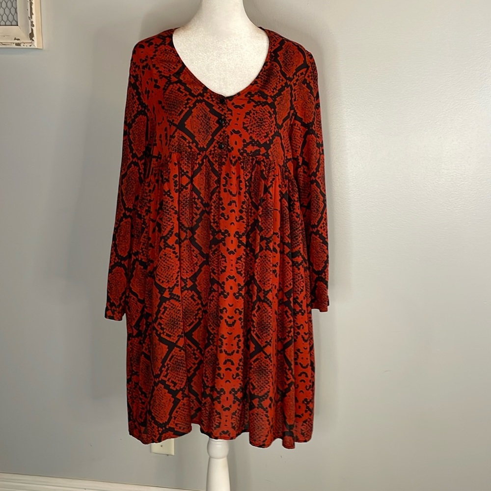 [Zara] Red/Black Python Pattern Dress - Size Xs - image 1